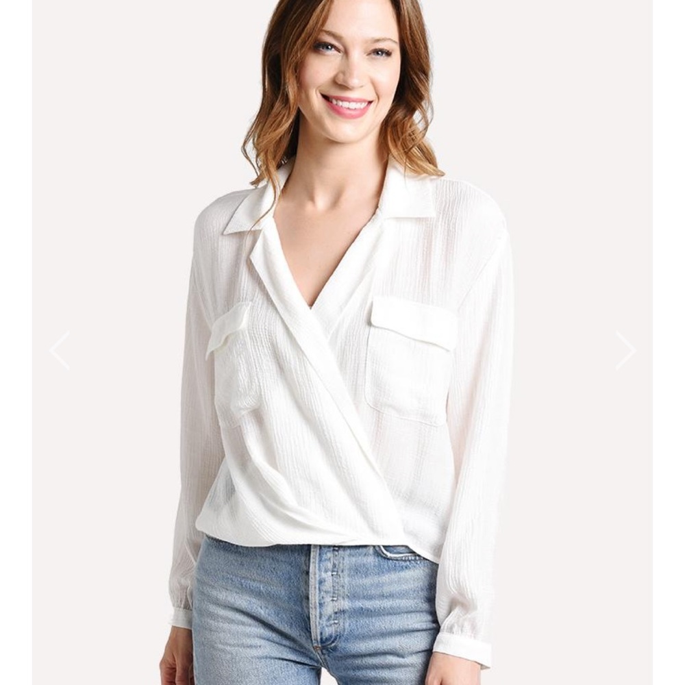 Brochu Walker Cream Crossover Blouse